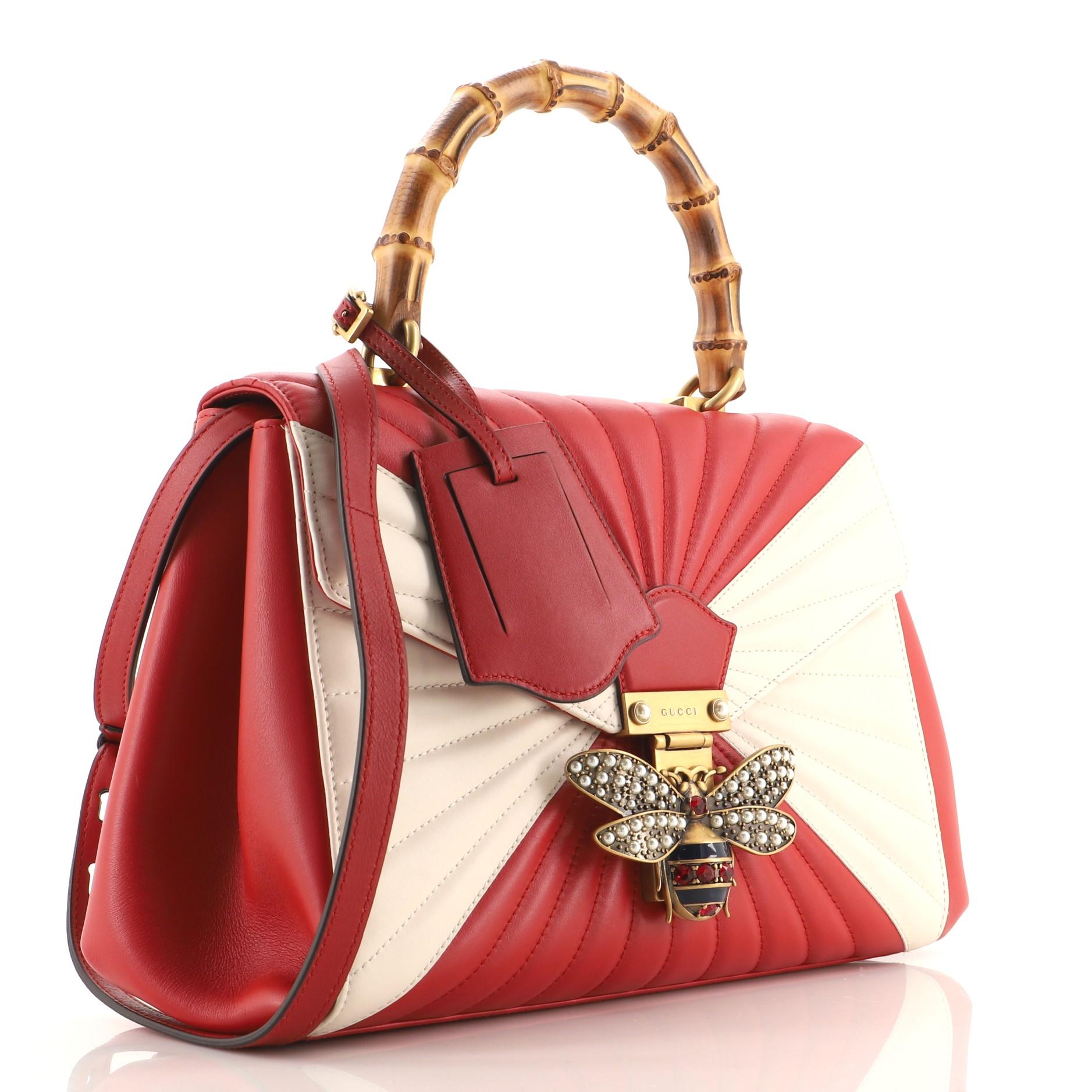 Gucci Queen Margaret Top Handle Bag Multicolor Gestepptes Leder Medium (Rot)