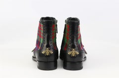 Gucci Queercore Embellished Tartan And Leather Ankle Boots EU 40 UK 7 US 10