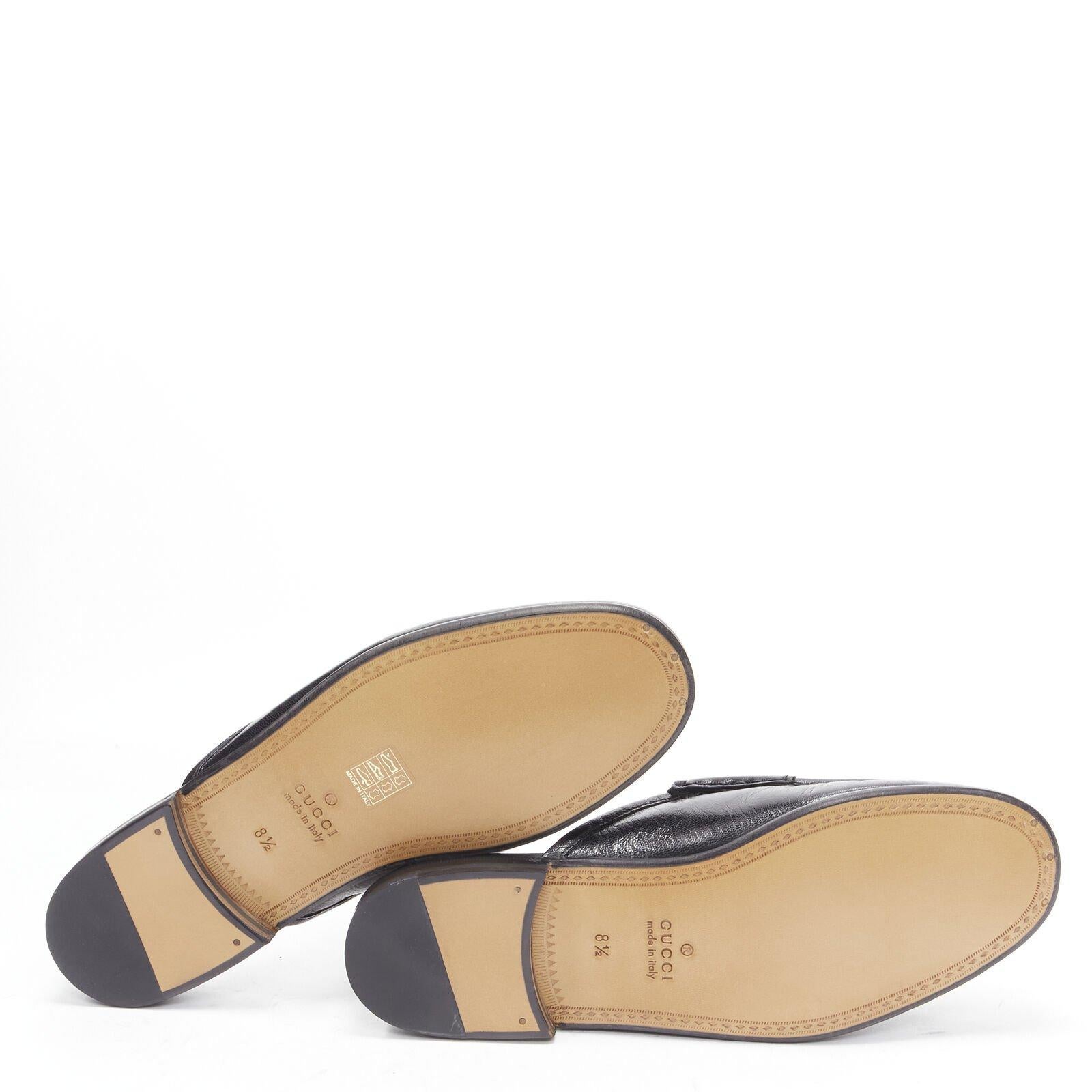 GUCCI Quentin Nero black leather gold Horsebit slip on loafer EU9.5 EU42.5 For Sale 7