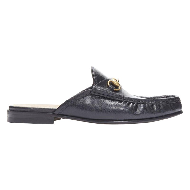 Gucci Quentin Nero cuir noir Horsebit or mocassins UK9 US10 EU43 en vente
