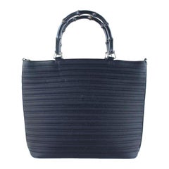 Gucci Quilted Bamboo 222897 Black Canvas Tote