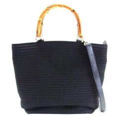 Gucci Quilted Bamboo 2way 223066 Black Nylon Tote