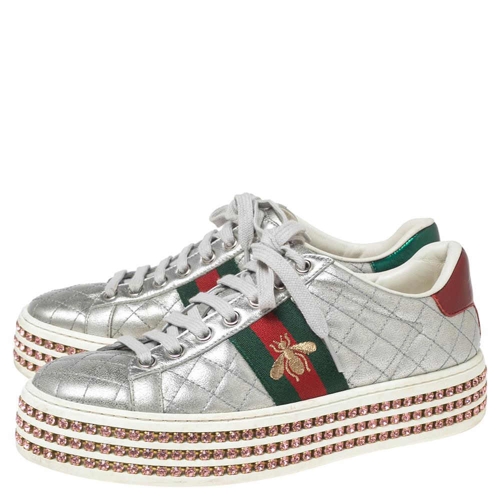 gucci ace platform sneakers with crystals