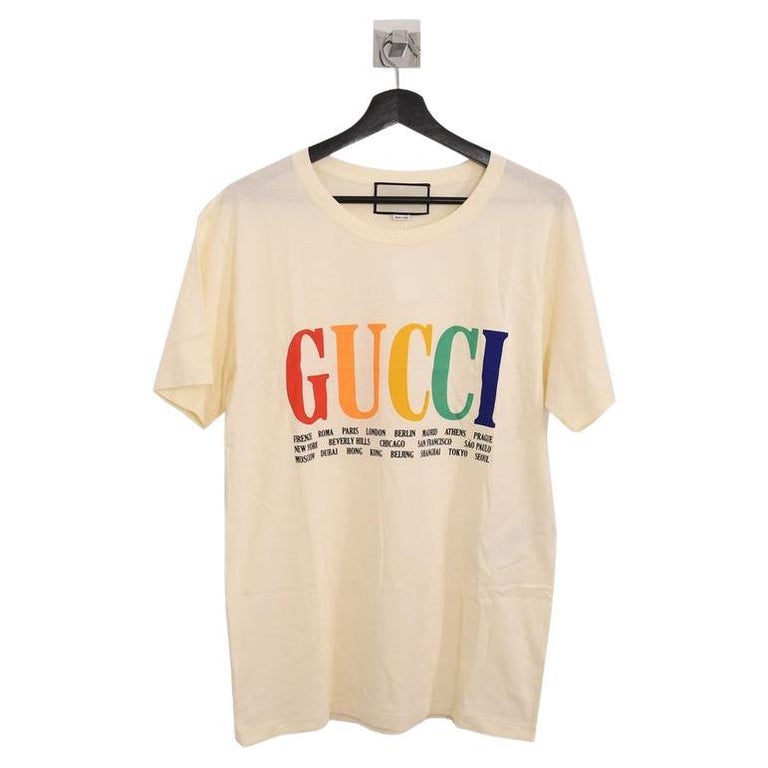 Cities Print T Shirt For Sale at 1stDibs | gucci t shirt rainbow, gucci rainbow shirt, rainbow gucci shirt