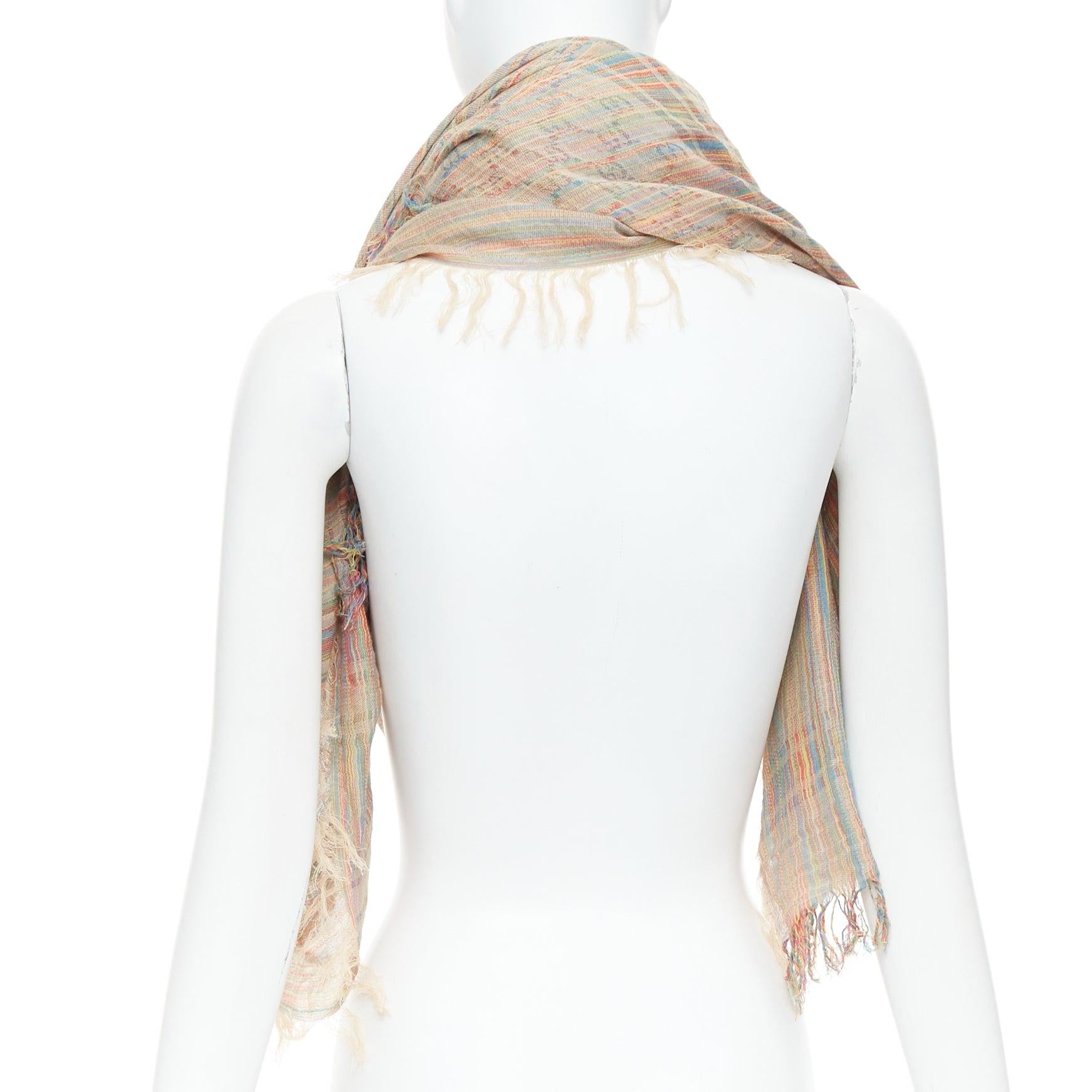 GUCCI rainbow cotton yarn GG monogram jacquard fringed large scarf In Excellent Condition For Sale In Hong Kong, NT