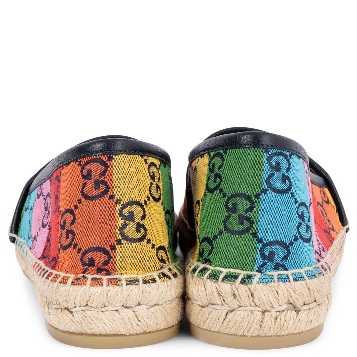 GUCCI rainbow PILAR GG SUPREME Canvas Espadrilles Flats Shoes 39 In New Condition For Sale In Zürich, CH