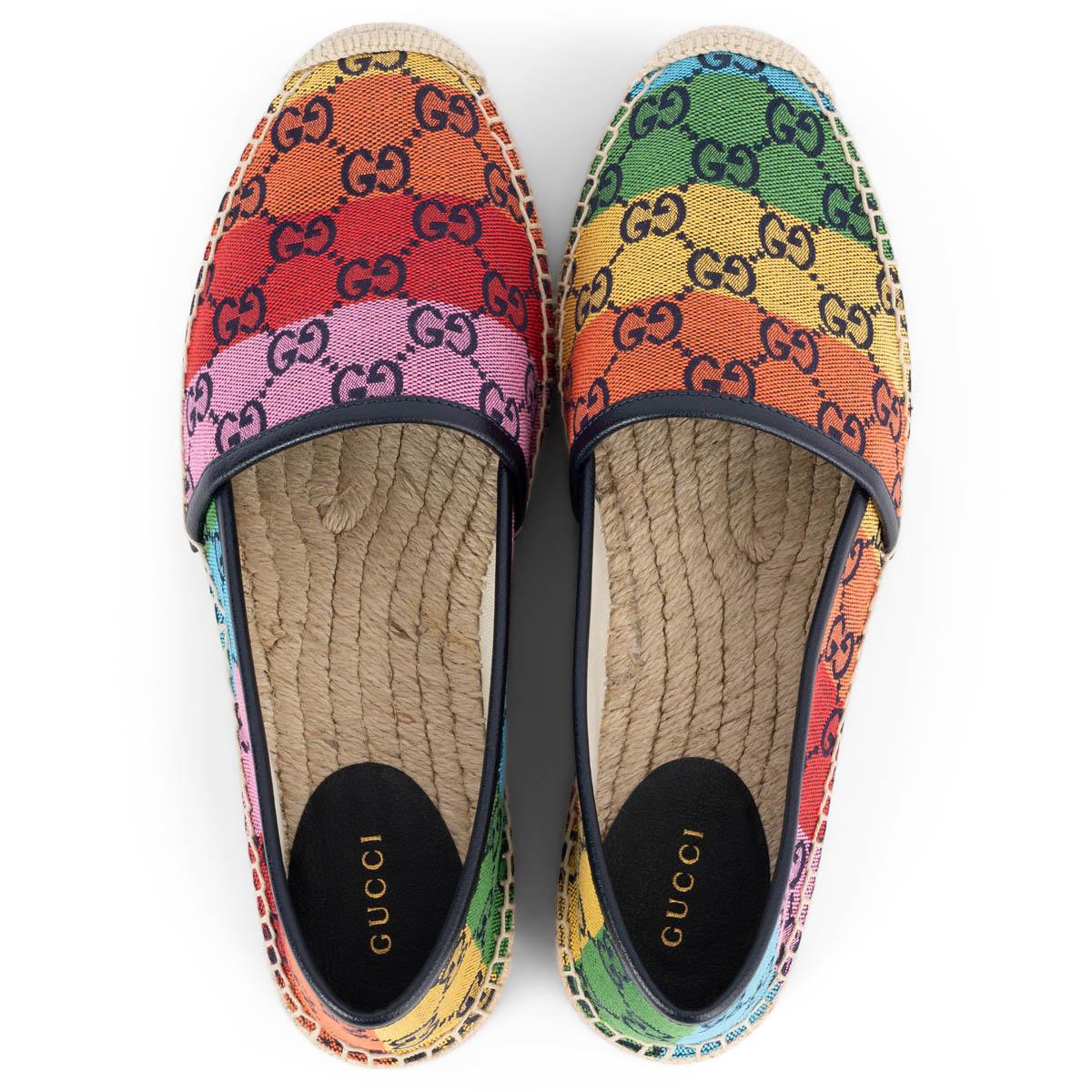 Women's GUCCI rainbow PILAR GG SUPREME Canvas Espadrilles Flats Shoes 39 For Sale