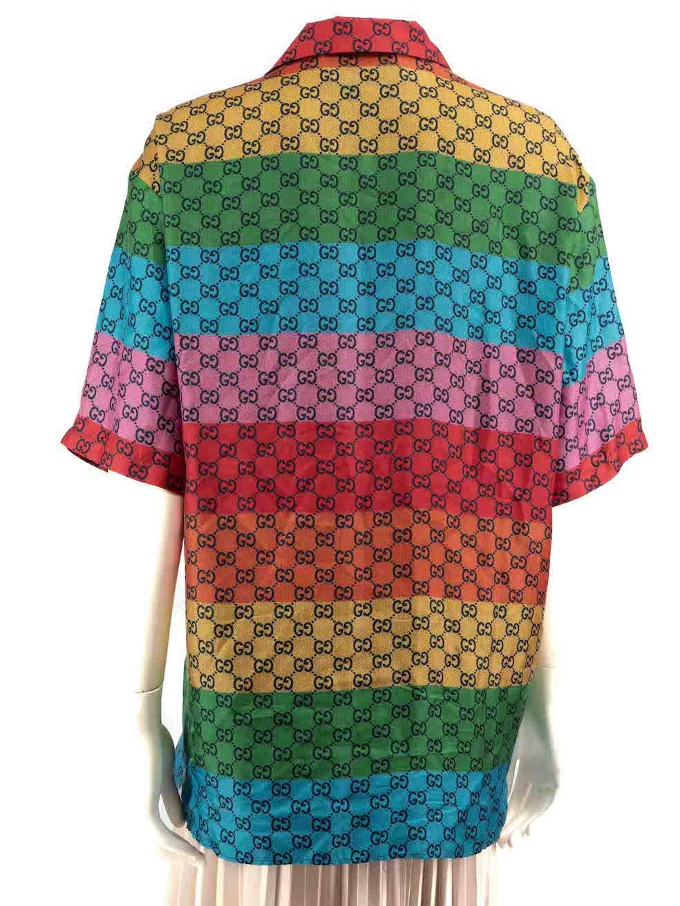 Blue Gucci Rainbow Silk Supreme GG Shirt Size XXXL