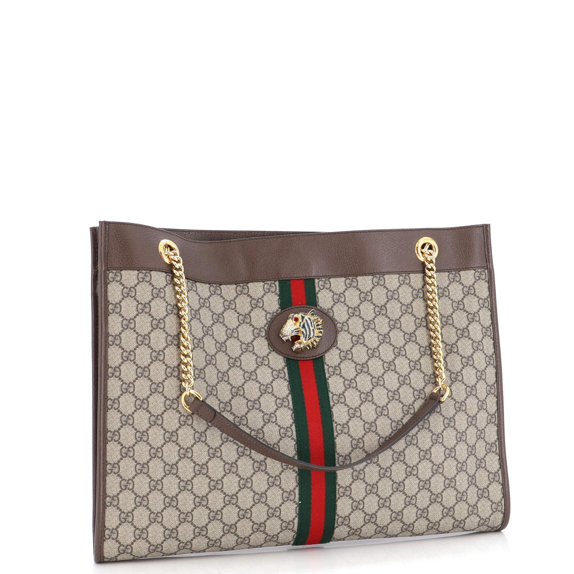 Gucci Rajah Chain Tote GG Coated Canvas Large In Good Condition In NY, NY