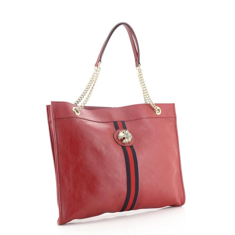 Pink Gucci Rajah Chain Tote Leather Large