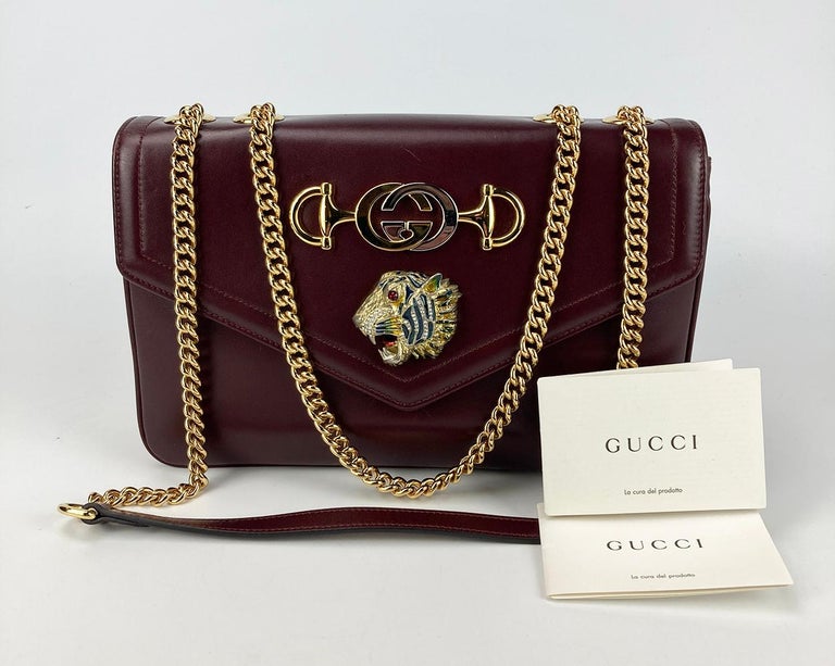 Gucci Small Rajah Leather Shoulder Bag 570145 Red Pony-style