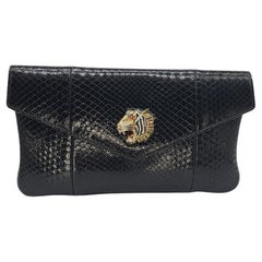 Gucci Rajah Python Clutch Bag with Tiger Head
