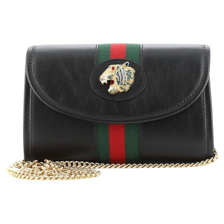 Gucci Rajah  Chain Shoulder Bag Leather Mini For Sale at 1stDibs