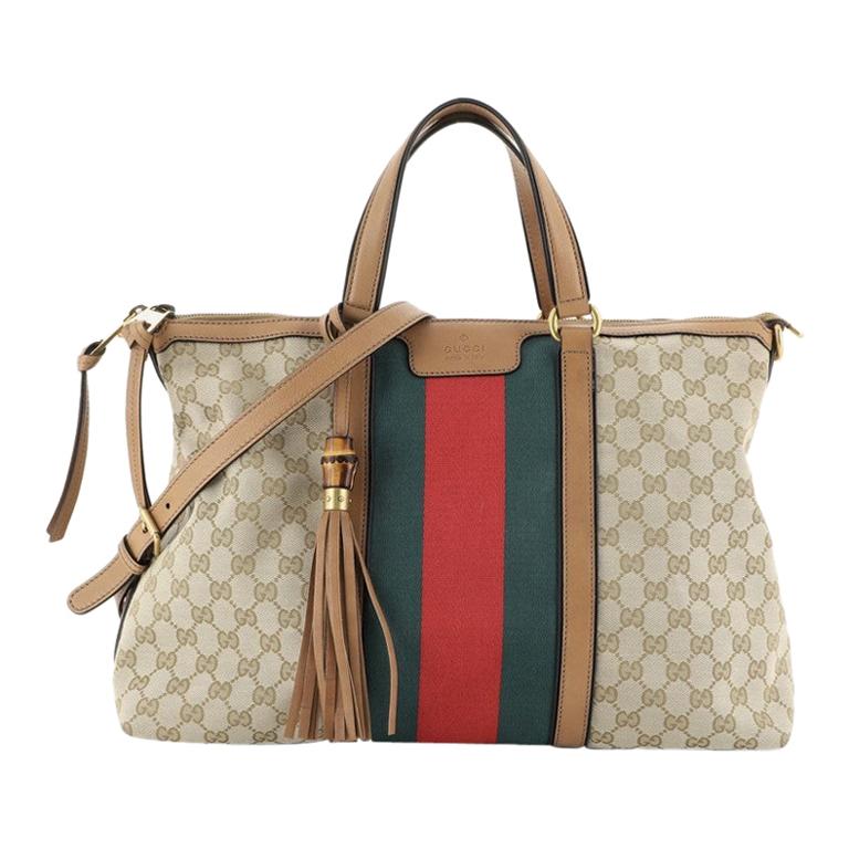Gucci Rania Convertible Top Handle Bag Web GG Canvas Medium at 1stDibs | gucci  rania bag