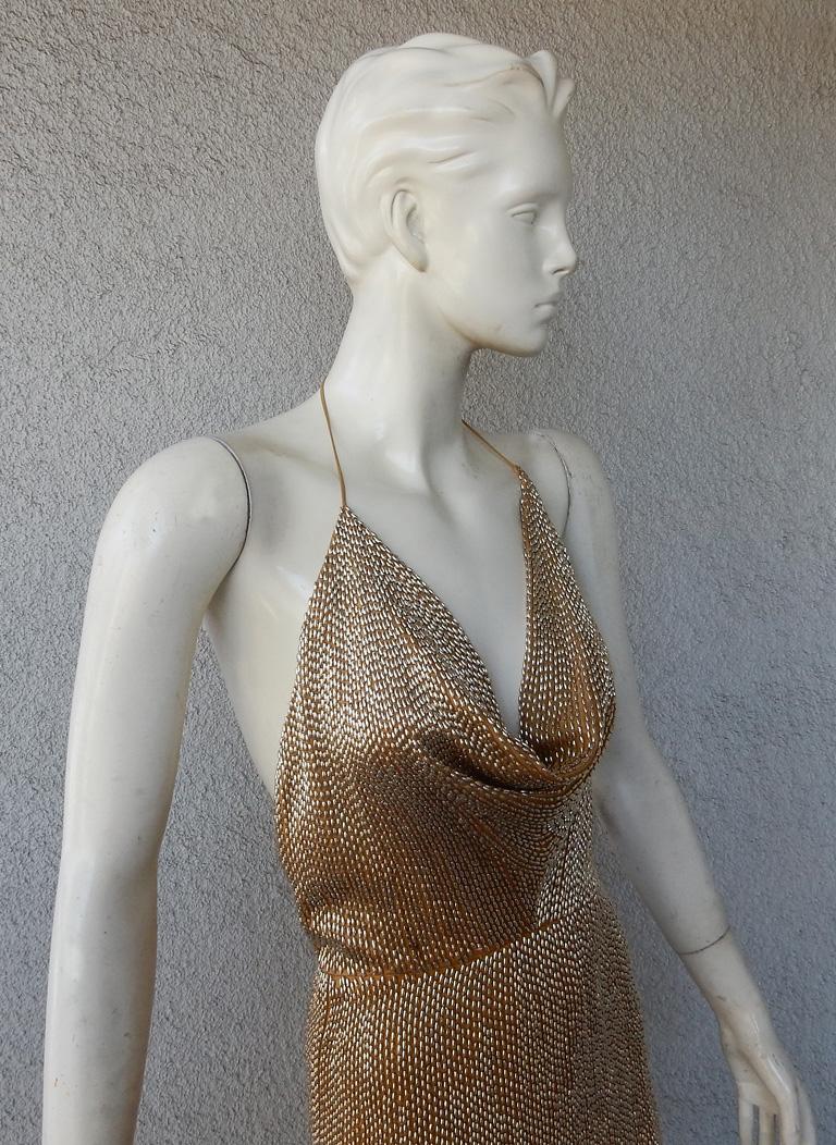 Gucci Rare 2006 Runway Shimmery Gold Beaded Gown In Good Condition For Sale In Los Angeles, CA