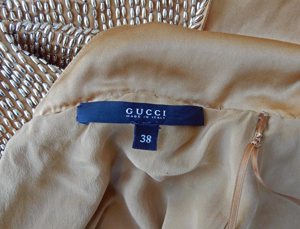 Gucci Rare 2006 Runway Shimmery Gold Beaded Gown For Sale 4