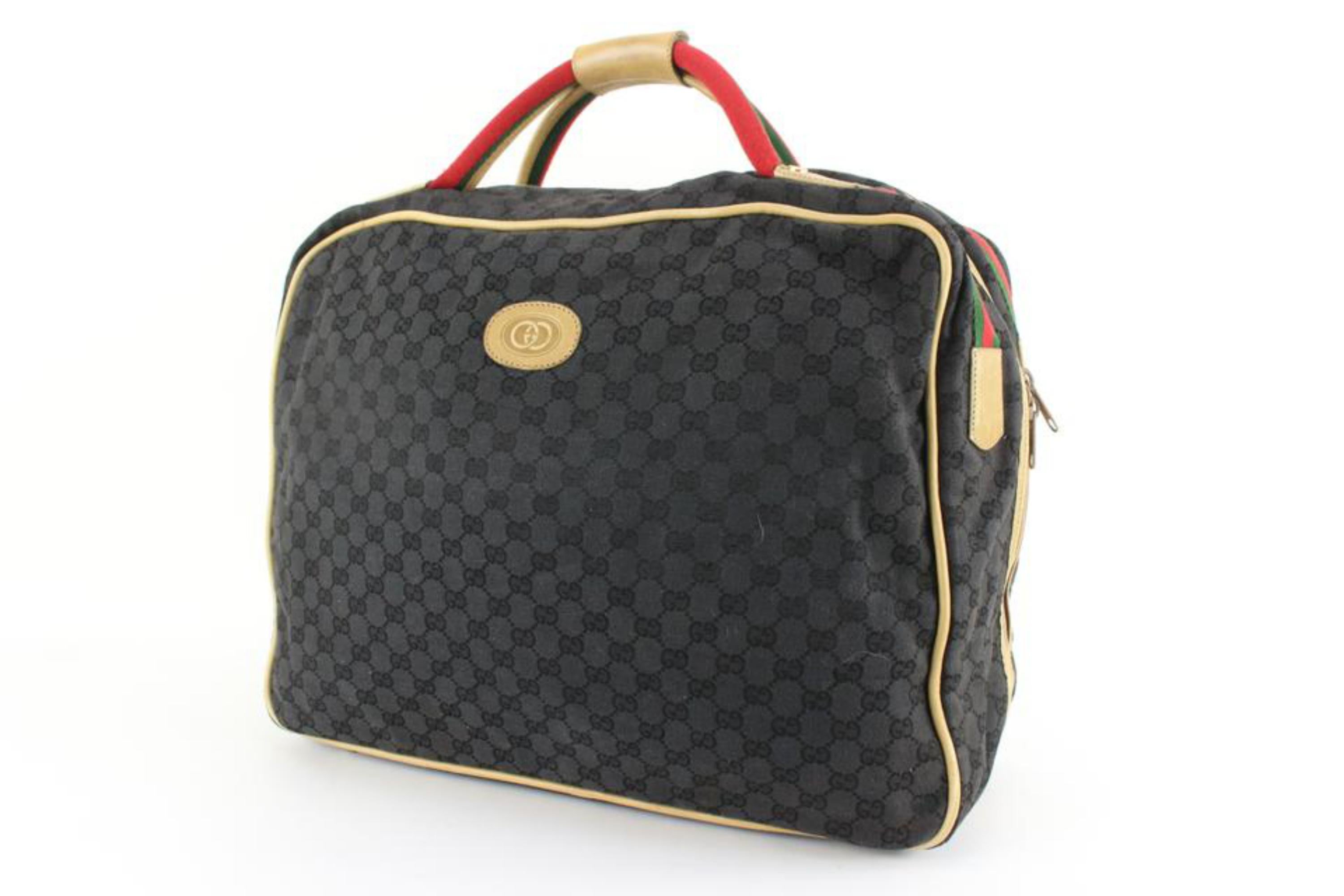 Gucci Rare Black Monogram Web Suitcase Luggage Duffle Travel 40g824s 7