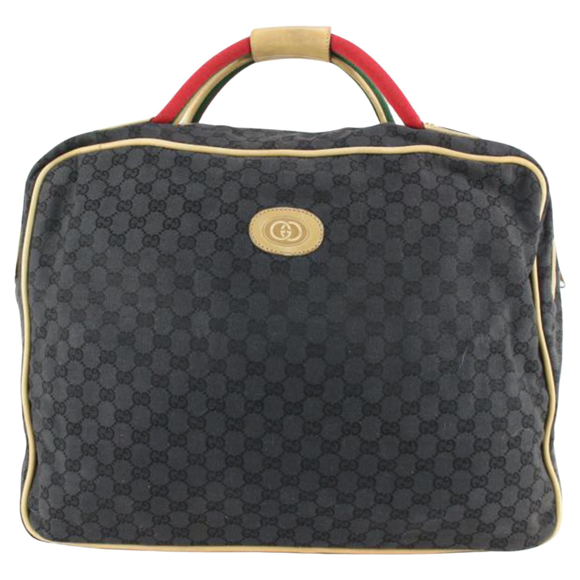 GUCCI VINTAGE MONOGRAM WEB HANDLES OVERNIGHT DUFFLE TRAVEL BAG