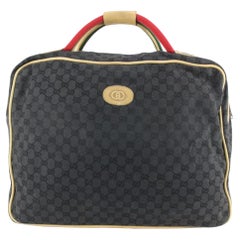 Gucci Rare Black Monogram Web Suitcase Luggage Duffle Travel 40g824s