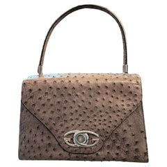 Rare Brow Straußenleder Kelly Handtasche von Gucci
