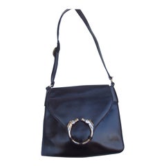 Gucci Rare Brown Leather Equine Medallion Shoulder Bag c 1970