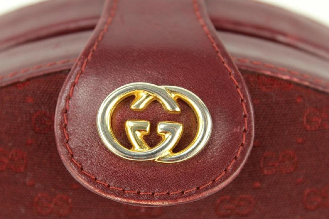 Gucci Rare Burgundy Monogram GG Minaudiere Geometric Crossbody Bag 1gg1125 In Good Condition For Sale In Dix hills, NY