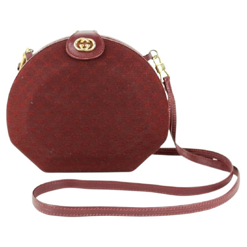 Gucci Rare Burgundy Monogram GG Minaudiere Geometric Crossbody Bag 1gg1125 For Sale