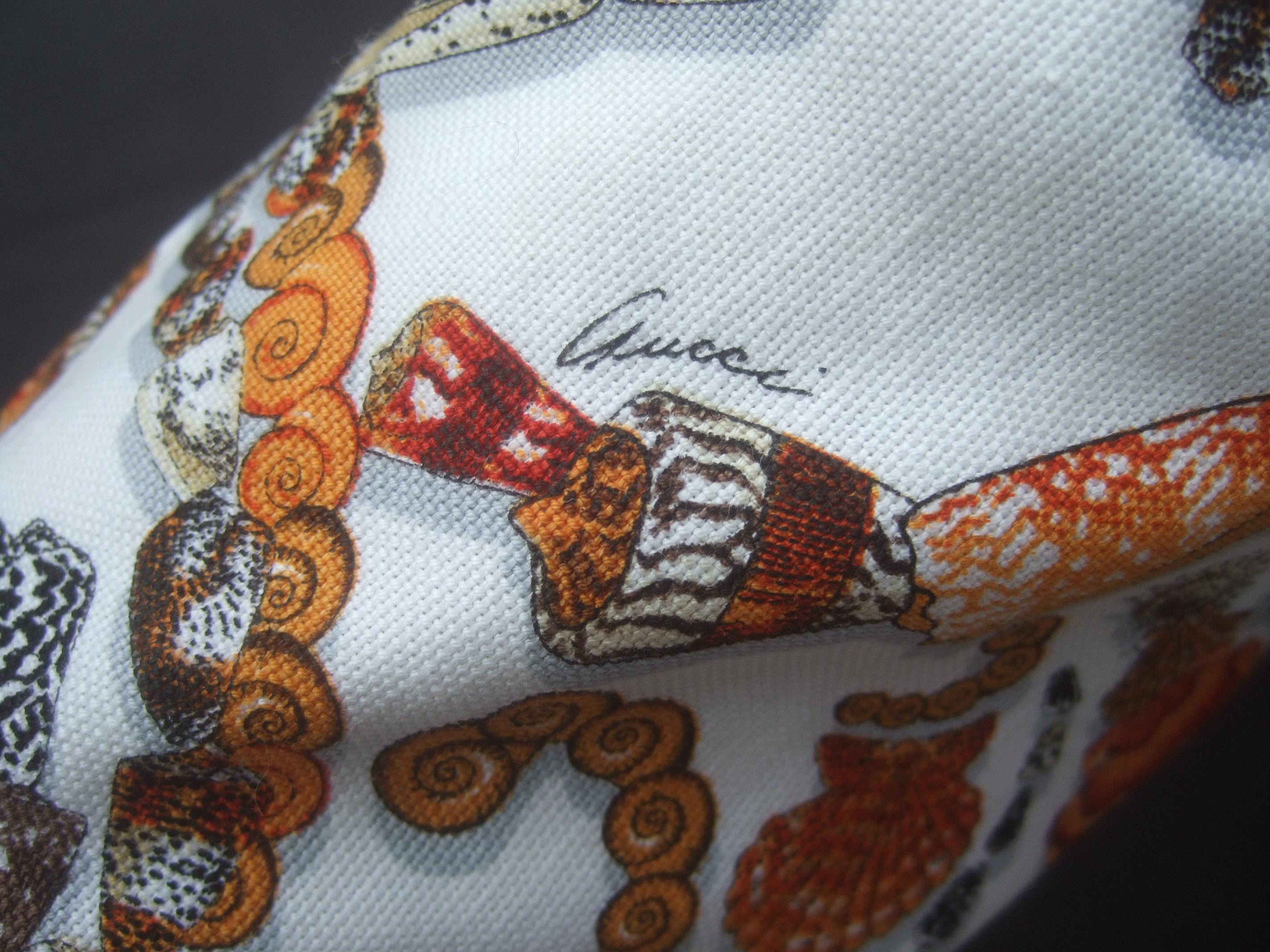 Gucci Rare veste Sea Life en coton et bordure en cuir, taille 38 vers 1990 en vente 11