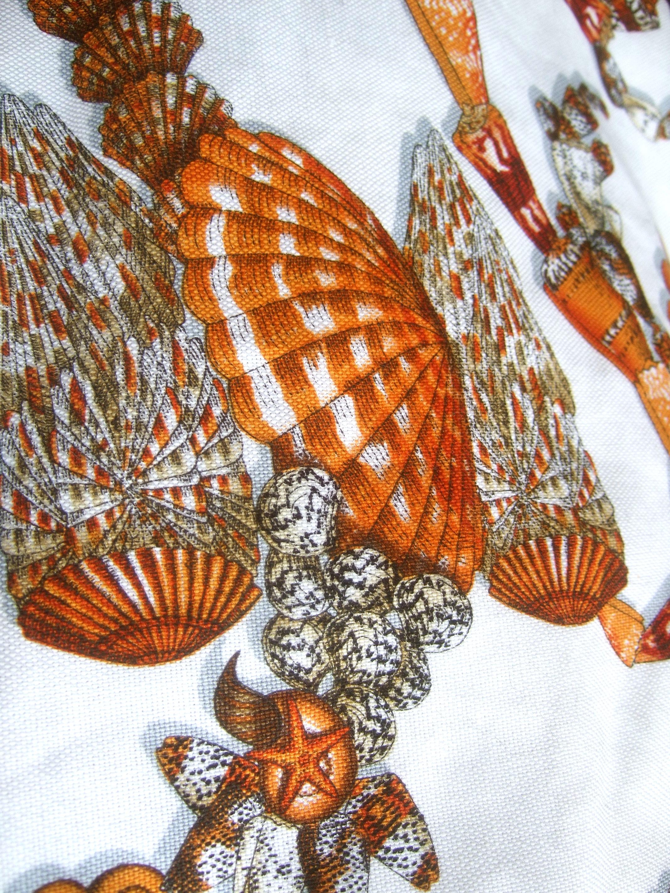Gucci Rare veste Sea Life en coton et bordure en cuir, taille 38 vers 1990 en vente 14