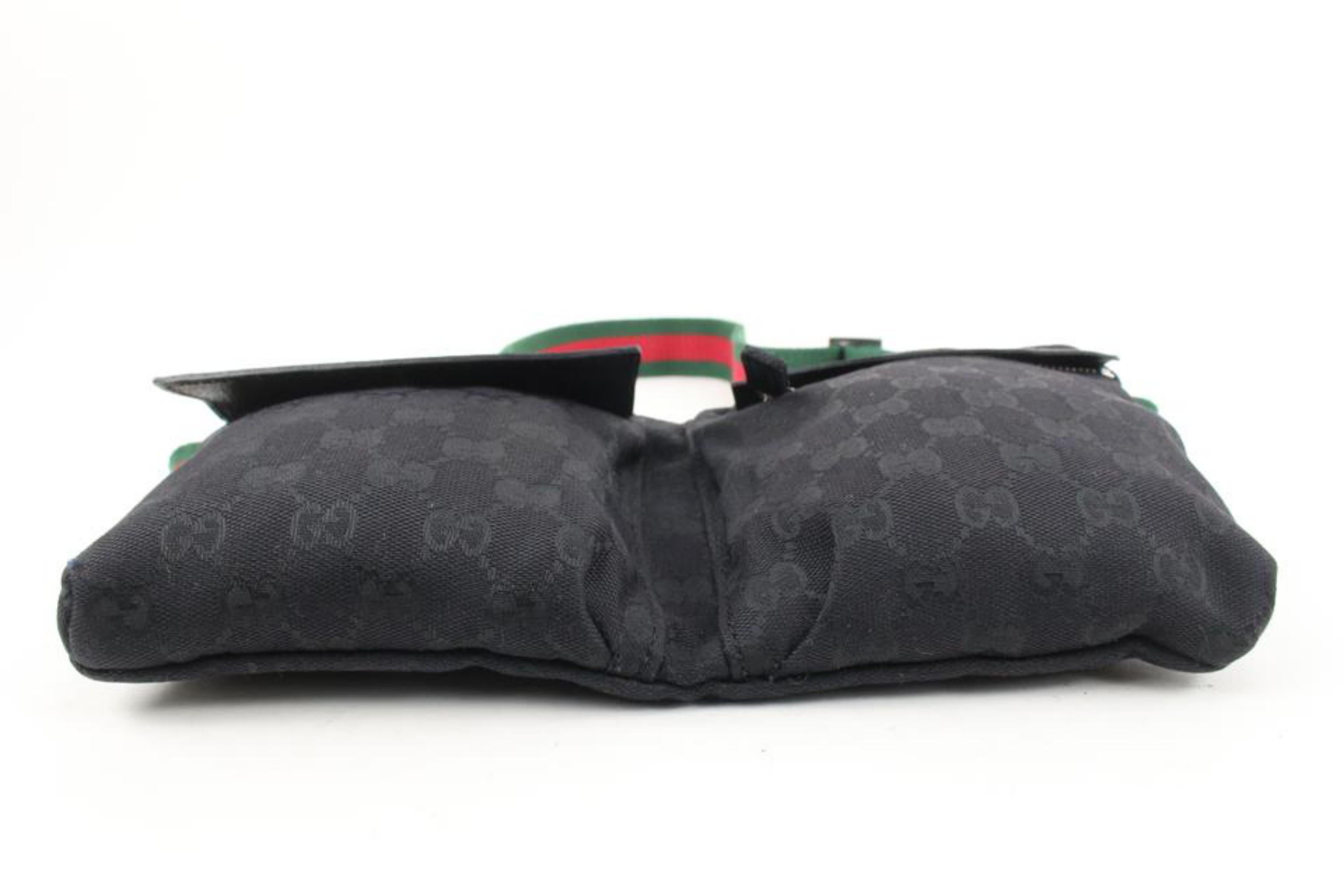 Gucci Rare Discontinued Black Monogram GG Web Belt Bag Fanny Pack 22g131s 2