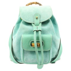 Gucci Rare Mint Green Suede Bamboo Mini Backpack 11g131s