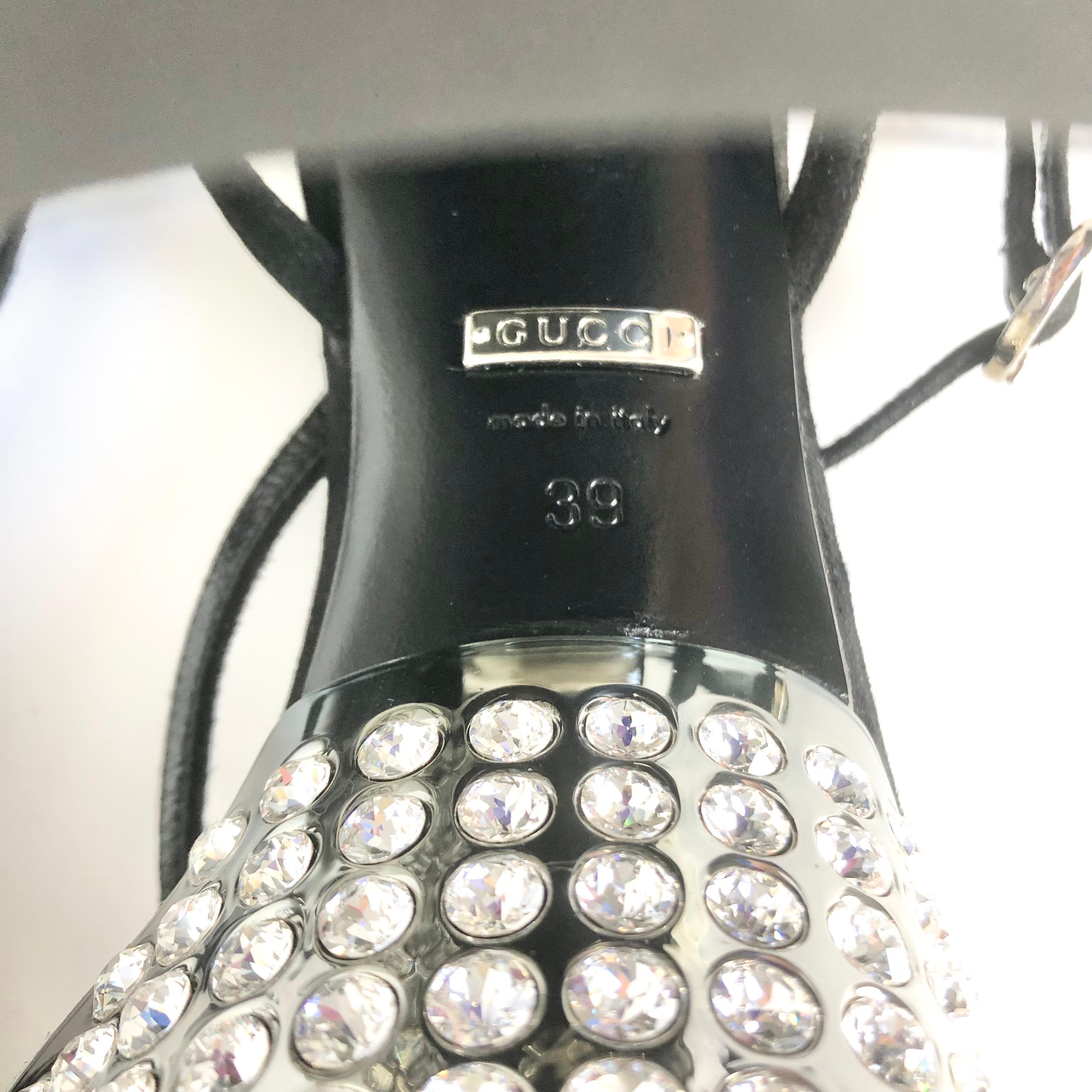 Gucci Rare Naimah Nero con Cristalli e Piattaforma Strappy 39 in vendita 5