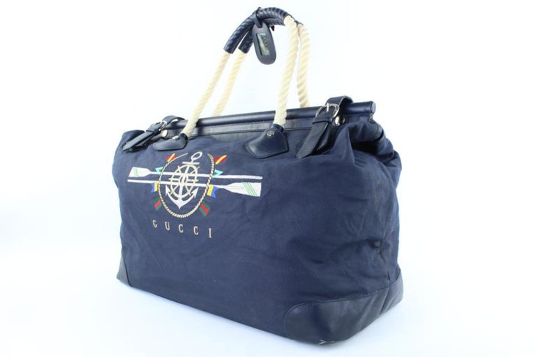 Gucci ( Rare ) Nautical Rope Duffle 222754 Navy Blue Canvas  display picture 1