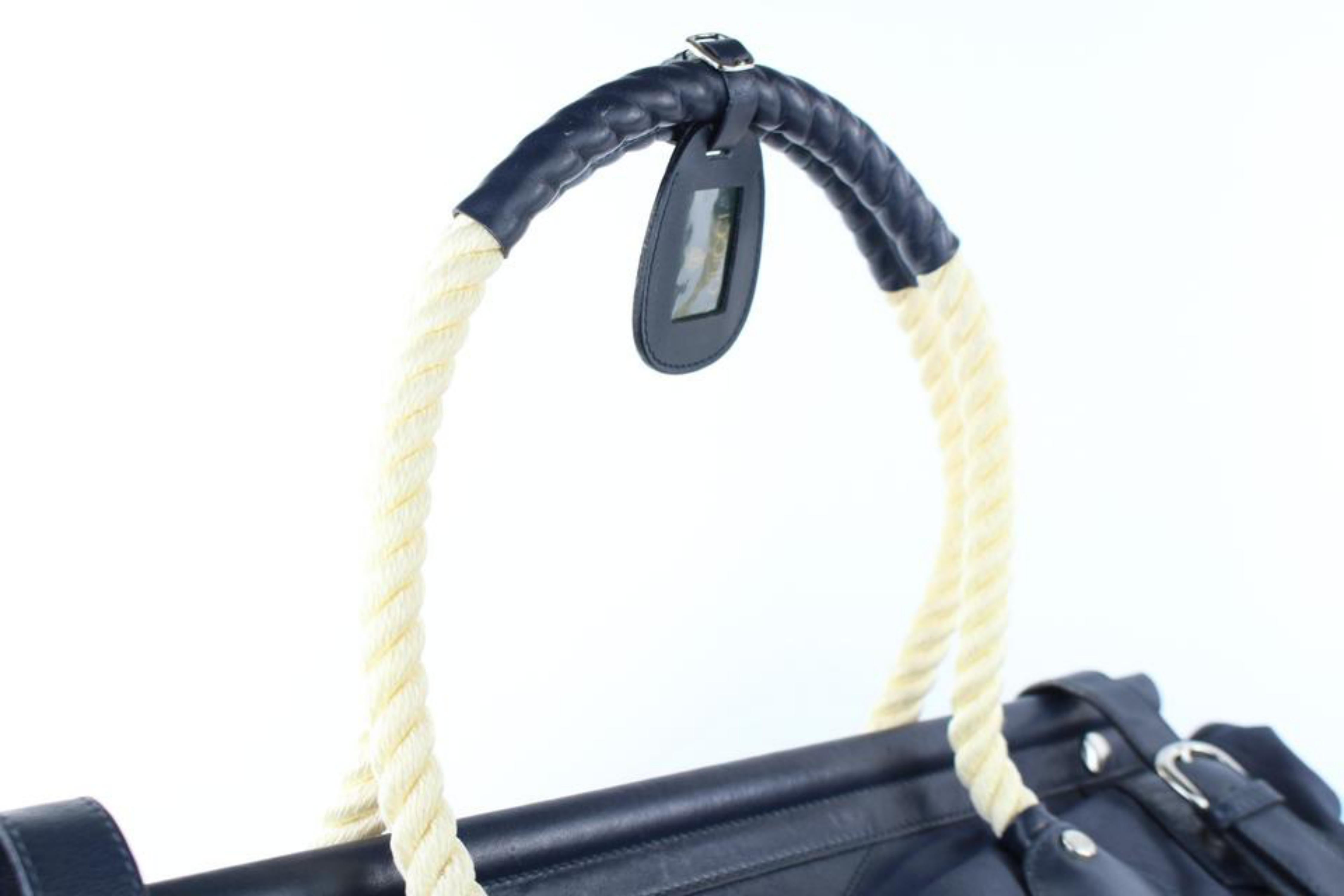 Gucci ( Rare ) Nautical Rope Duffle 222754 Navy Blue Canvas Weekend/Travel Bag 2