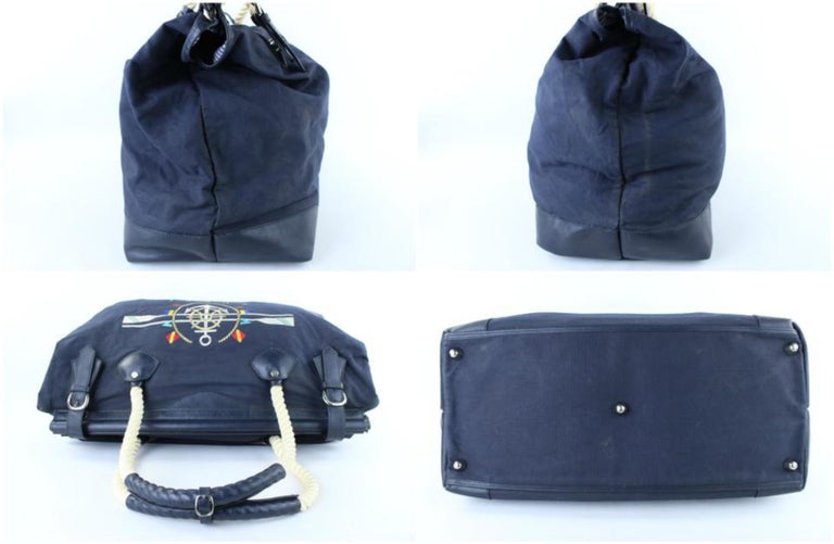 Gucci ( Rare ) Nautical Rope Duffle 222754 Navy Blue Canvas 