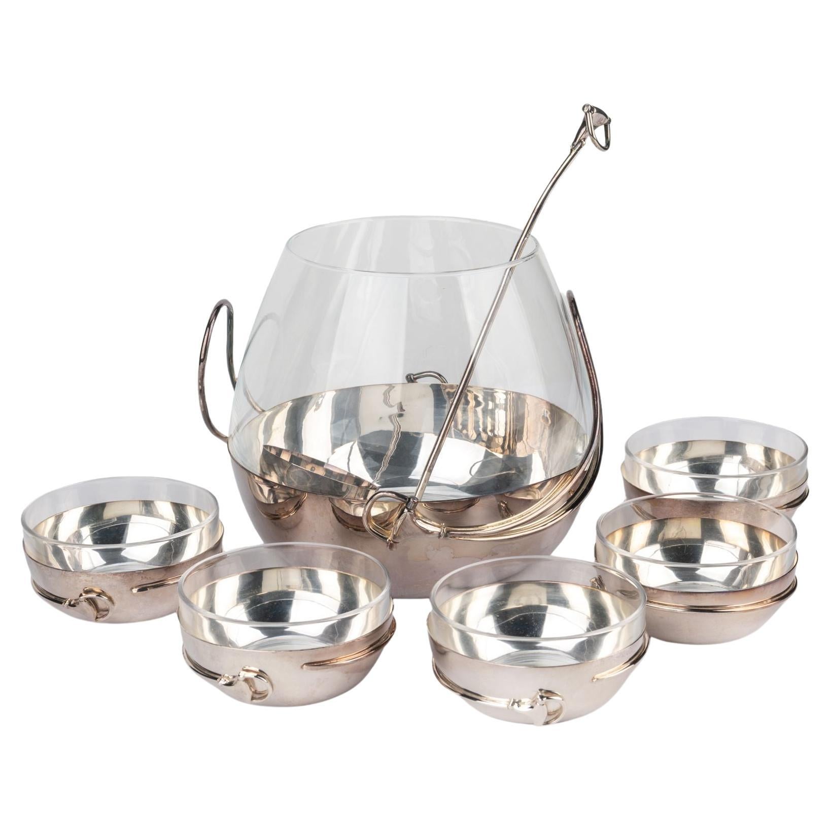 Gucci Rare Silver Crystal Punch Set For Sale