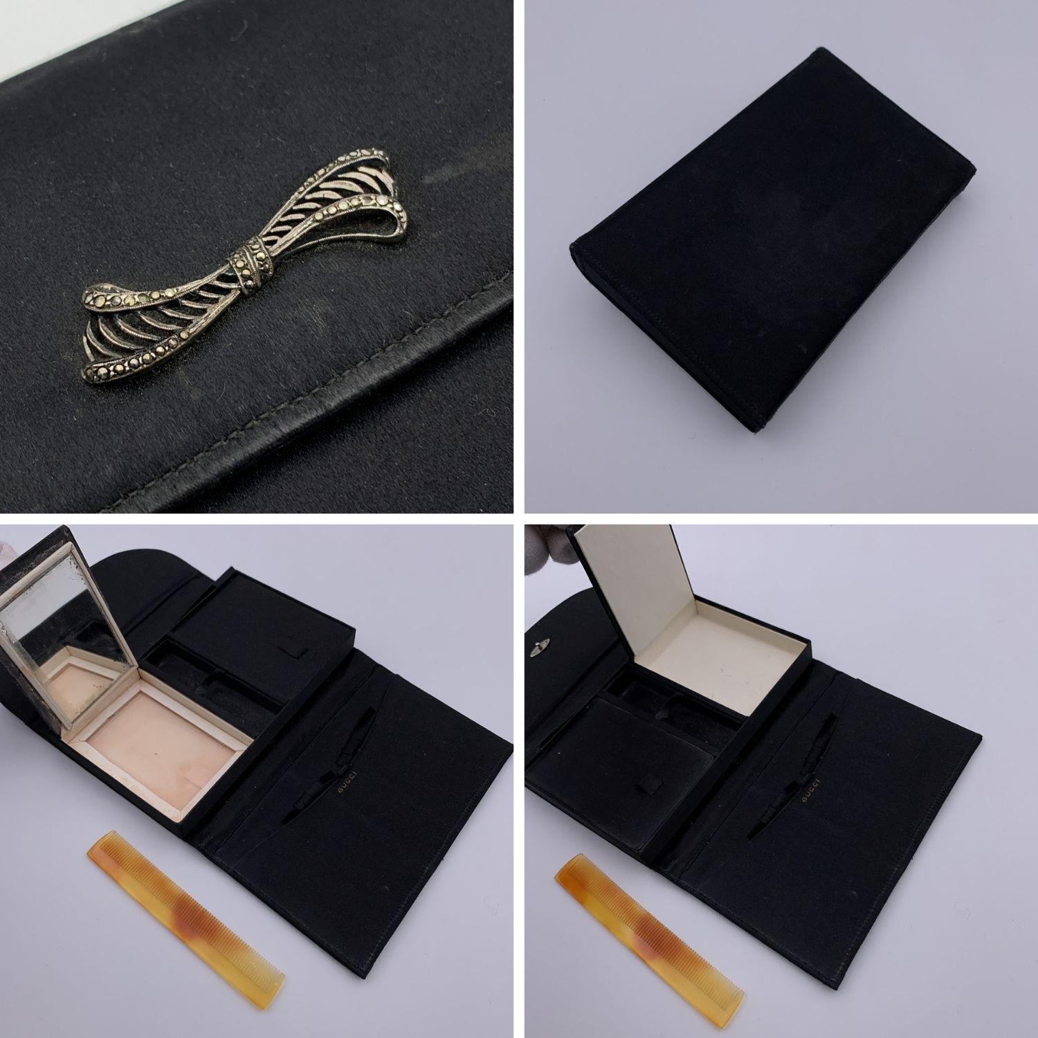 Gucci Rare Vintage Black Silk Minaudiere Vanity Case Evening Bag 1