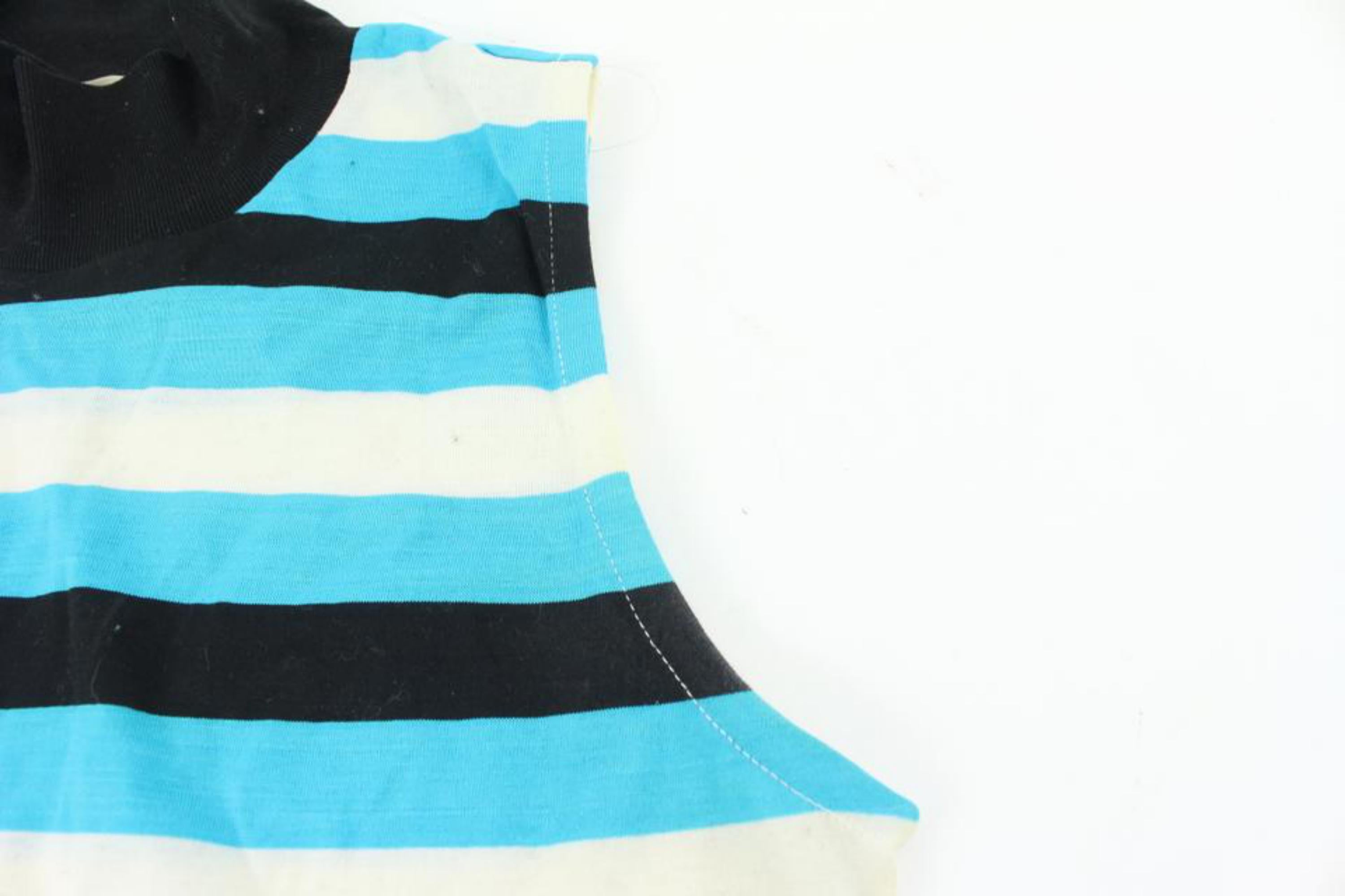 Women's Gucci Rare Vintage Blue Stripe Sleeveless Turtleneck Vest Shirt 114g13 For Sale