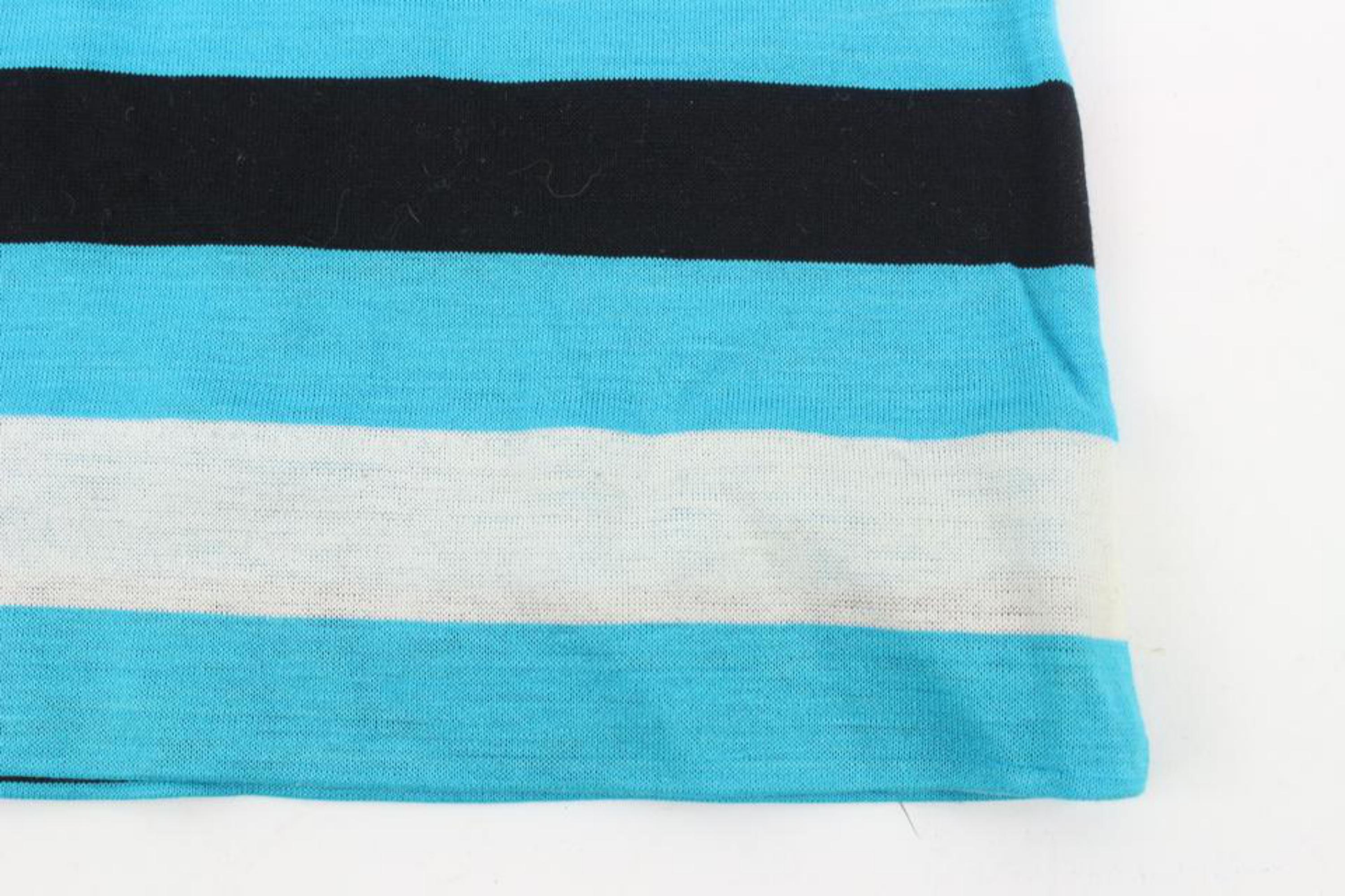 Gucci Rare Vintage Blue Stripe Sleeveless Turtleneck Vest Shirt 114g13 For Sale 4