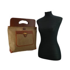 Gucci Rare Vintage Brown Canvas Large Square Handbag Shopping Bag