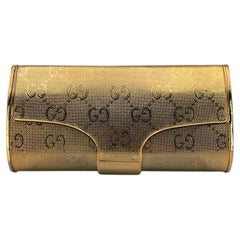 Gucci Rare Vintage Gold Metal GG Monogram Evening Clutch Bag