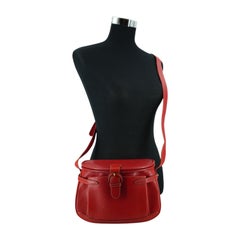 Gucci Rare Vintage Red Leather Basket Crossbody Shoulder Bag