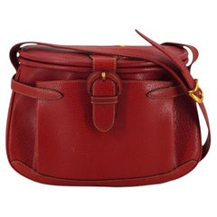 Gucci Rare Vintage Red Leather Basket Crossbody Shoulder Bag