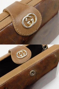 Gucci (Rare) Wooden Minaudiere 2way 230186 Brown Wood Cross Body Bag