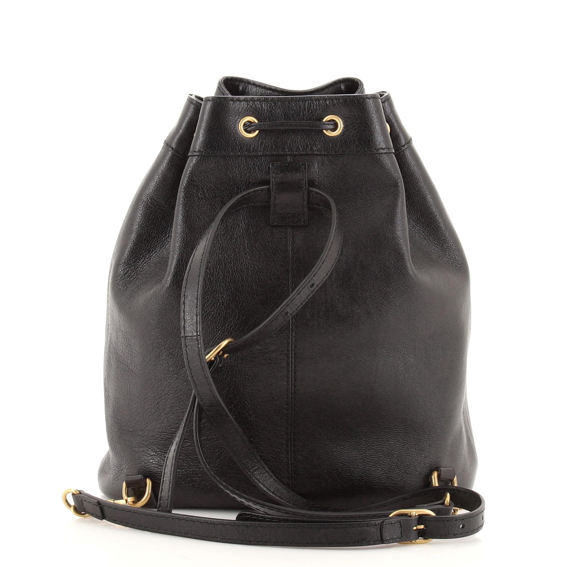 Black Gucci RE(BELLE) Bucket Backpack Leather