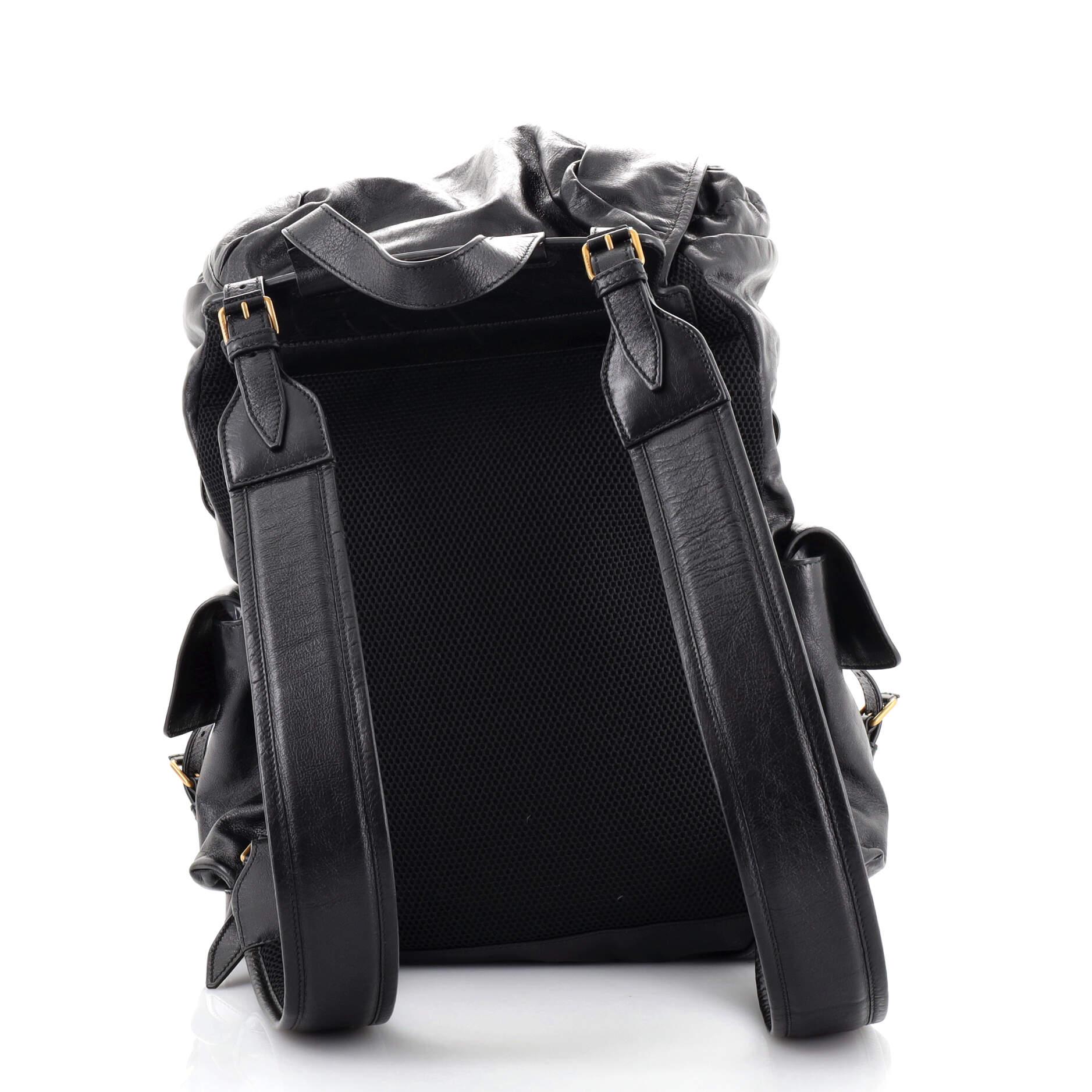 Black Gucci RE(BELLE) Multipocket Backpack Leather Large
