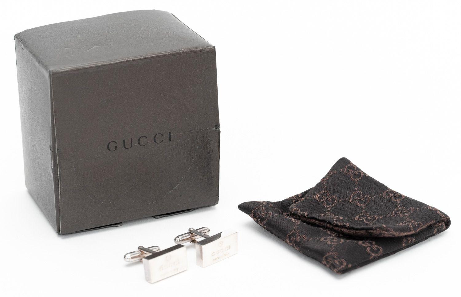 Boutons de manchette Gucci rectangulaires en sterling Excellent état - En vente à West Hollywood, CA