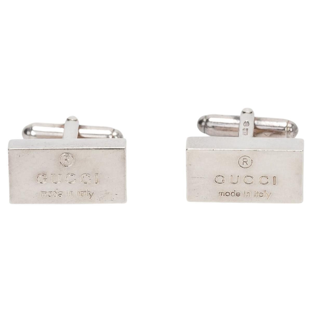 Boutons de manchette Gucci rectangulaires en sterling