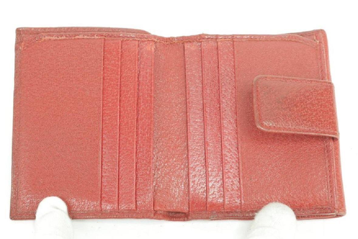 Orange Gucci Red 8lk0110 Leather Compact Square Snap Wallet For Sale