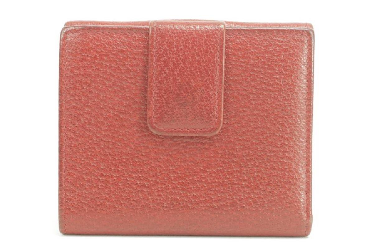 Gucci Red 8lk0110 Leather Compact Square Snap Wallet For Sale 3